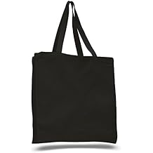 (12 Pack) 1 Dozen- Wholesale Heavy Canvas Tote Bags with Full Gusset (Black)