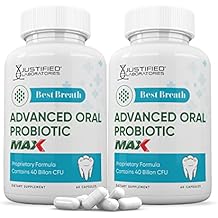 Justified Laboratories (2 Pack) Best Breath Max 40 Billion CFU Probiotic Oral Support 120 Capsules