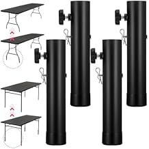 4 Pack Heavy Duty Adjustable Table Risers, 2 Levels/Heights Folding Table Leg Extenders Durable Steel Desk Leg Extensions Furniture Leg Lifts for Straight Bent Legs, Raise 3.6in/5.23in