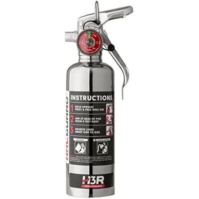 HalGuard Compact Fire Extinguisher for Vehicles, Race Cars & Trucks | Clean Halotron No Powder, No Mess | Rechargeable & Safe for Engine, Interior, Electronics | UL Listed | Chrome 1.4 lbs