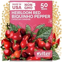 KVITER 50 Pimenta Biquinho, Sweety Drop Peppers Seeds (Capsicum Chinense) Chupetinho, Pimenta de Bico, Little Red Tear Drop Peppers Heirloom Red Pepper Vegetable Seeds for Outdoor & Indoor Garden