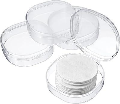 4PCS Plastic Cotton Square Holder, Cosmetic Cotton Pad Holder Portable Travel and Sealed Travel Cottons Rounds Holders Suitable for Makeup Remover Cottons Ball