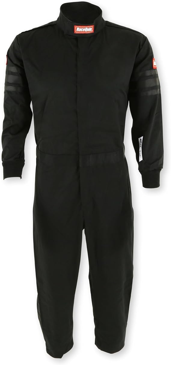 RaceQuip Racing Driver Fire Suit One Piece Single Layer SFI 3.2A/ 1 Black Junior XX-Large 1959997