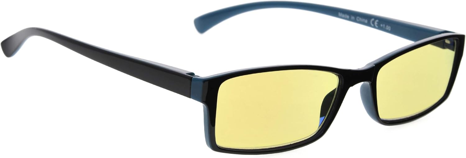 Small Rectangle Blue Light Blocking Computer Reading Glasses with Yellow Tinted Lens