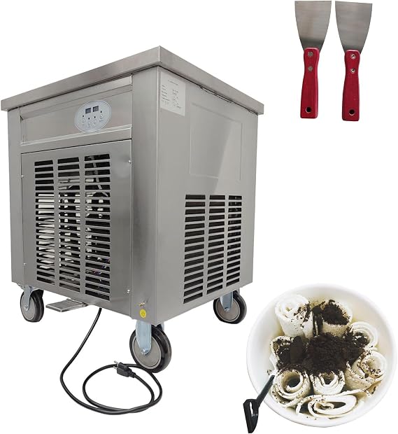 Commercial Fried Ice Cream Machine Single Pan Commercial Ice Roll Maker 20 Square Fried Ice Cream Pan Yogurt Fry ice Cream Machine for BarsCafesDessert Shops