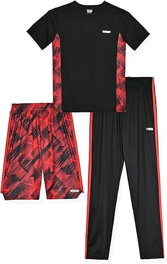 Hind Boys Clothing Set 3-Piece T-Shirt, Jogger Pants & Shorts Comfortable Activewear for Boys Sizes 5-12