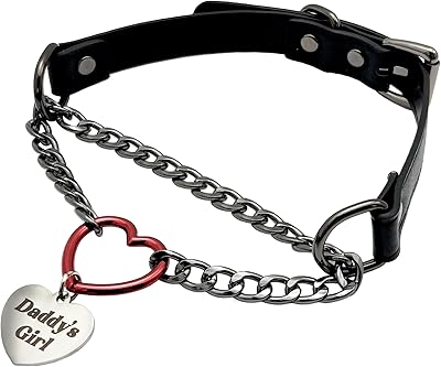 paloli Leather Slip Chain Choker Adjustable PU Vegan Collar With Heart Ring & Cuban Chain, Letter Heart Pendant Necklace for Women