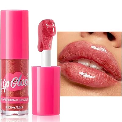 Lip Plumper Gloss Glitter Tinted Plumping Lip Gloss For Women Hydrating Long Lasting Shimmer Moisturizing Glossy Non Sticky Lip Gloss 02#