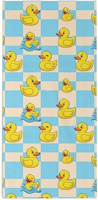 Quick Dry Blue Checkered Funny Rubber Duck Towels, Wash Cloths Easy to Clean, Face Towel for Bathroom Gym Home Hotel Accessories