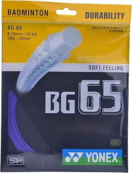 Yonex Badminton Strings BG65, 0.70mm (Purple)